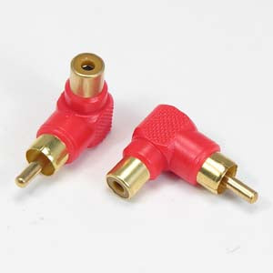 RCA Right Angle Male to Female Adapter Red Color