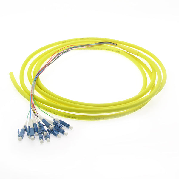 3 meter 12-Fiber SC/UPC Singlemode Pigtail Yellow Jacket