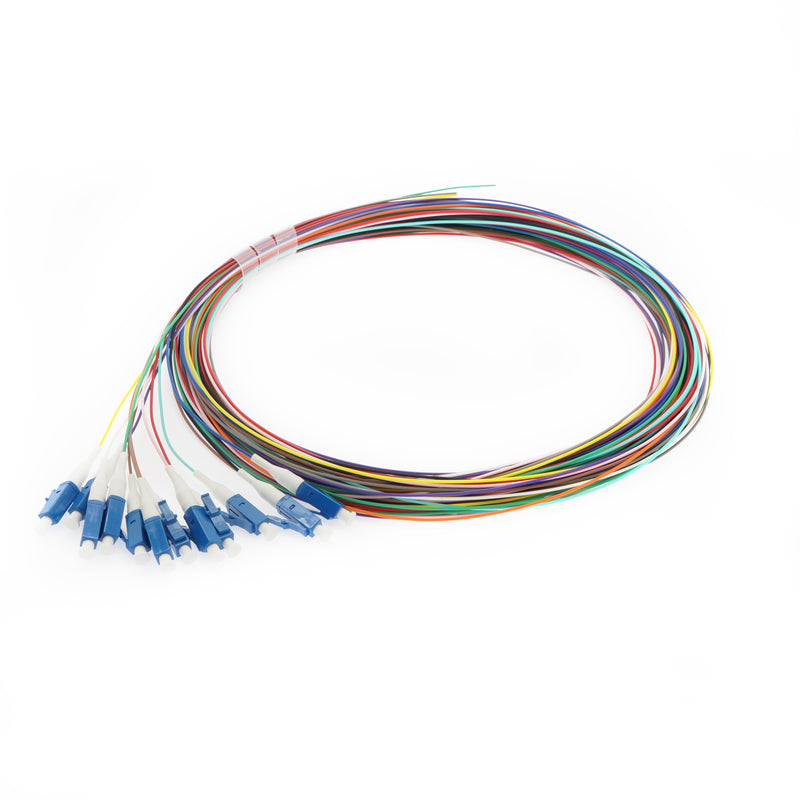 12 Fiber 3 meter LC/UPC Singlemode Multicolor LSZH Pigtail Non-jacketed