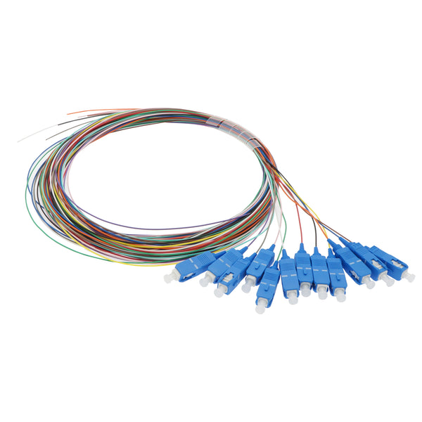 12 Fiber - 3 meter - SC/UPC OS1 Singlemode Multicolor Pigtail - LSZH Non-jacketed