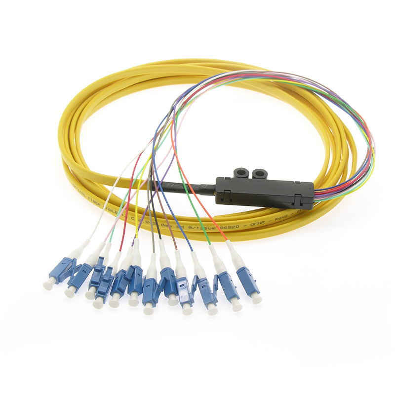 3 meter 12-Fiber LC/UPC Singlemode - Flat Ribbon - Pigtail Yellow
