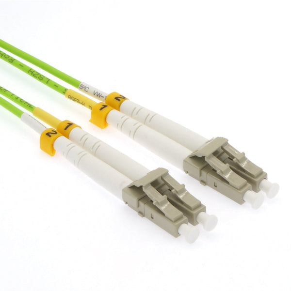 3 Meter LC/LC Fiber Optic Patch Cable - UPC - OM5 Multimode Duplex OFNR 2.0mm Lime Green Jacket