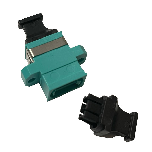 MPO Multimode OM3 Fiber Adapter/Coupler Key-Up/Key-Down with Flange Aqua
