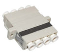LC/UPC Singlemode Quad Fiber Adapter / Coupler with Flange - Beige