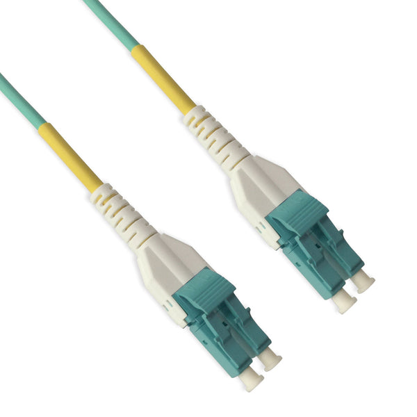 2 Meter LC/LC - Uniboot Fiber Optic Patch Cable - UPC - OM3 Multimode Duplex OFNR 2.0mm Aqua