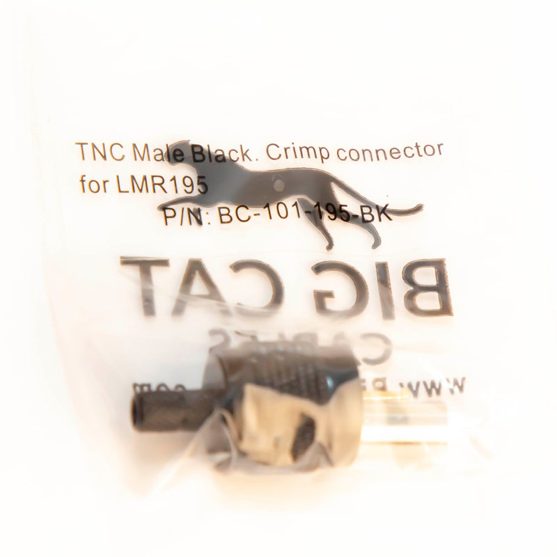 TNC Male Black. Crimp connector for LMR195 , RG58
