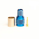TNC Male Blue. Crimp connector for LMR400, Belden 9913