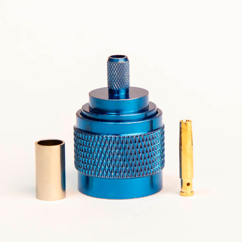 N Type Reverse polarity Male Blue Crimp connector for LMR195, RG58