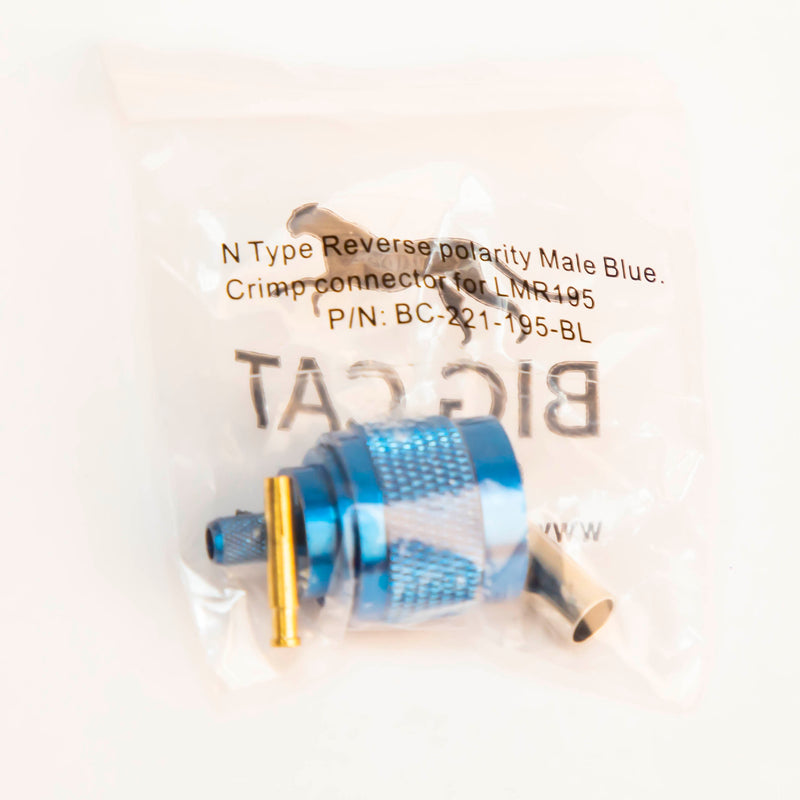 N Type Reverse polarity Male Blue Crimp connector for LMR195, RG58