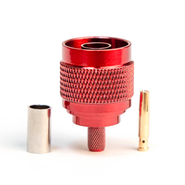 N Type Reverse Polarity Male Red Crimp connector for LMR195, RG58