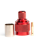 N Type Reverse polarity Male Red. Crimp connector for LMR400, Belden 9913