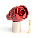 N Type Reverse polarity Male Red. Crimp connector for LMR400, Belden 9913