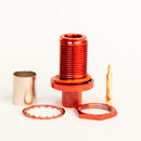 N Type Reverse Polarity Female Red. Crimp connector for LMR400, Belden 9913