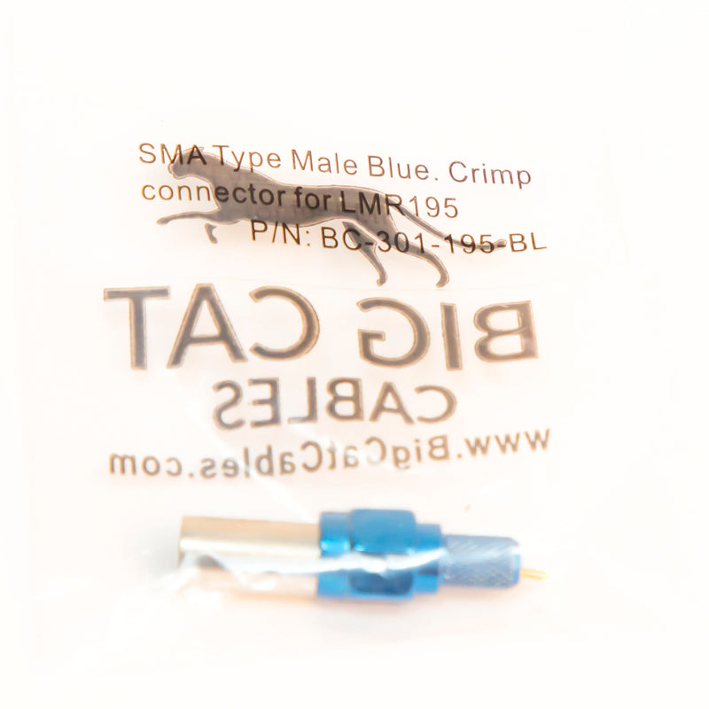 SMA Type Male Blue. Crimp connector for LMR195, RG58