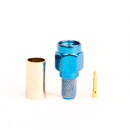 SMA Type Male Blue. Crimp connector for LMR195, RG58