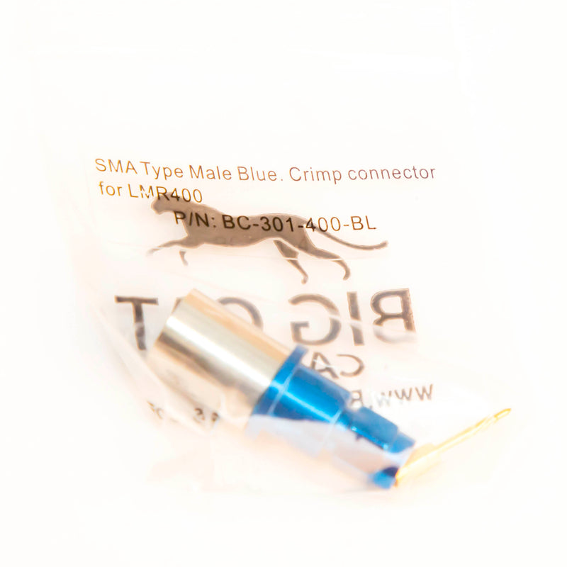 SMA Type Male Blue Crimp connector for LMR400, Belden 9913