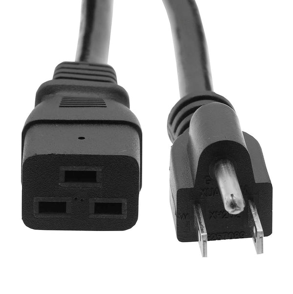 3 Foot Power Cord 5-15p to C19 Black/ SJT 14 AWG