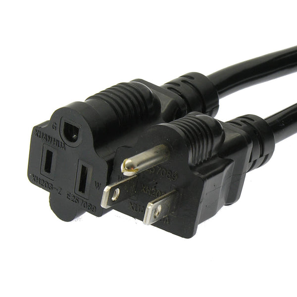 6 Foot Power Cord 5-15P to 5-15R Black / SJT / 16 AWG