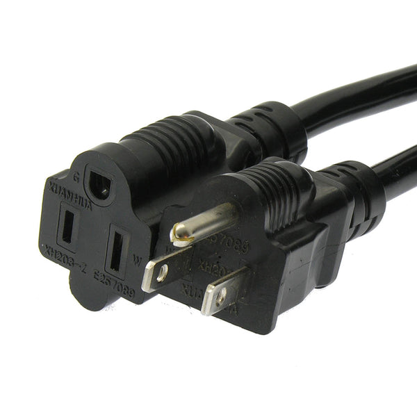 3 Foot Power Cord 5-15P to 5-15R Black / SJT / 16 AWG