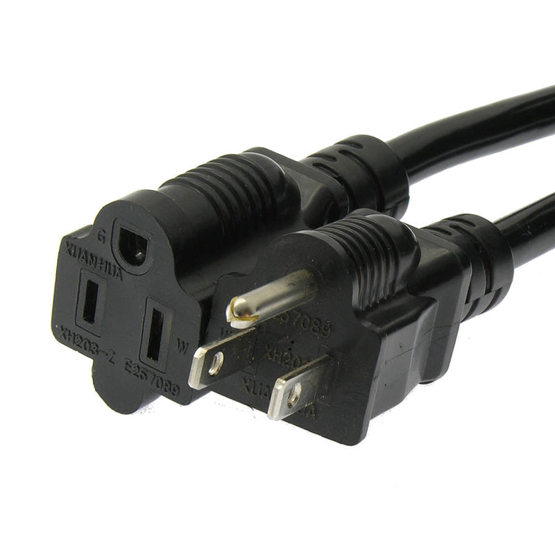 10 Foot Power Cord 5-15P to 5-15R Black / SJT / 16 AWG