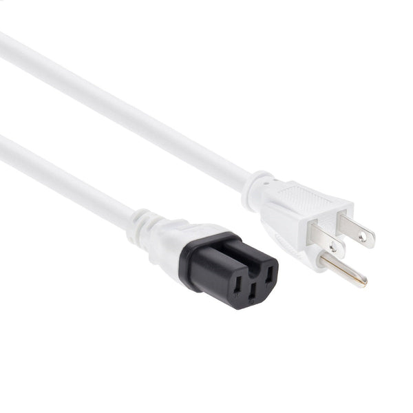 3 Foot Power Cord 5-15P to C15 White/ SJT 14 AWG
