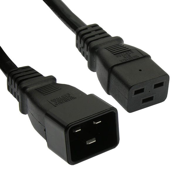 6 Foot Power Cord C19 to C20 Black/ SJT 14 AWG