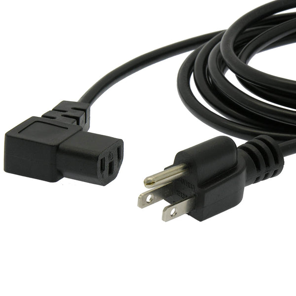 1 Foot Right Angle Power Cord 5-15P to C13 Black SVT 18 AWG