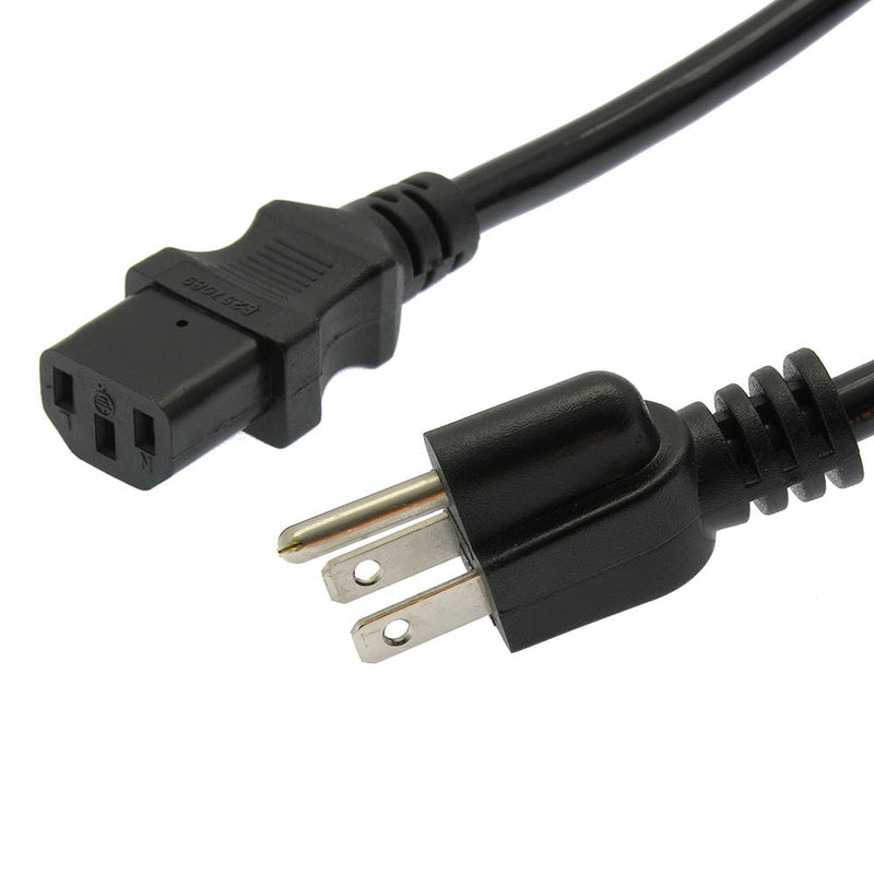 15 Foot Computer Power Cord 5-15P to C-13 Black / SJT - 16 AWG