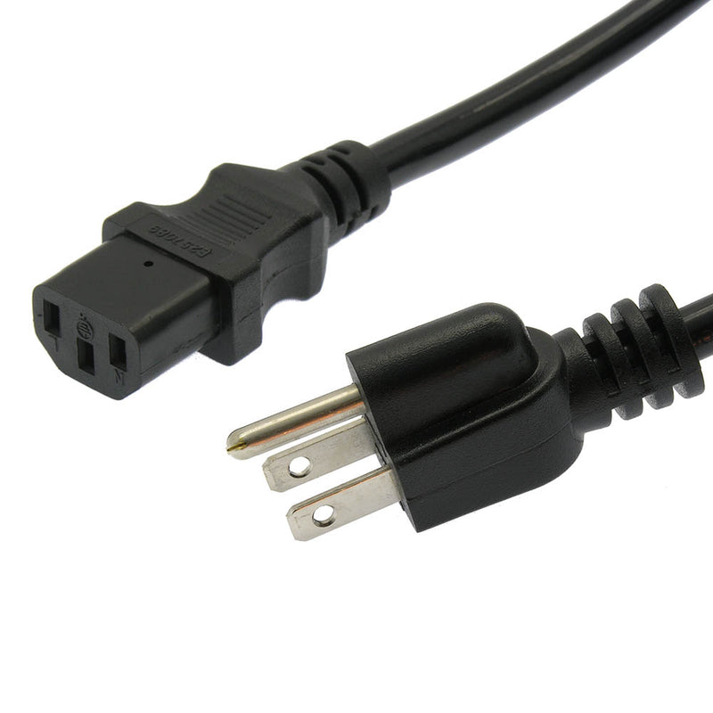 6 Foot Computer Power Cord 5-15P to C-13 Black / SJT - 16 AWG