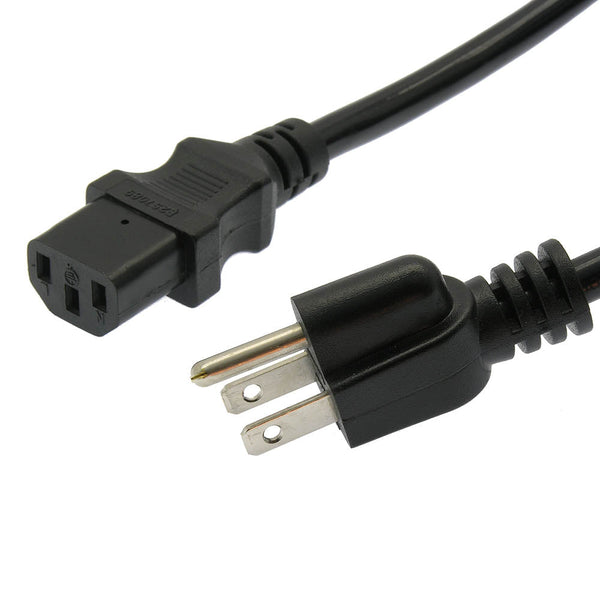 3 Foot Computer Power Cord 5-15P to C-13 Black / SJT - 16 AWG