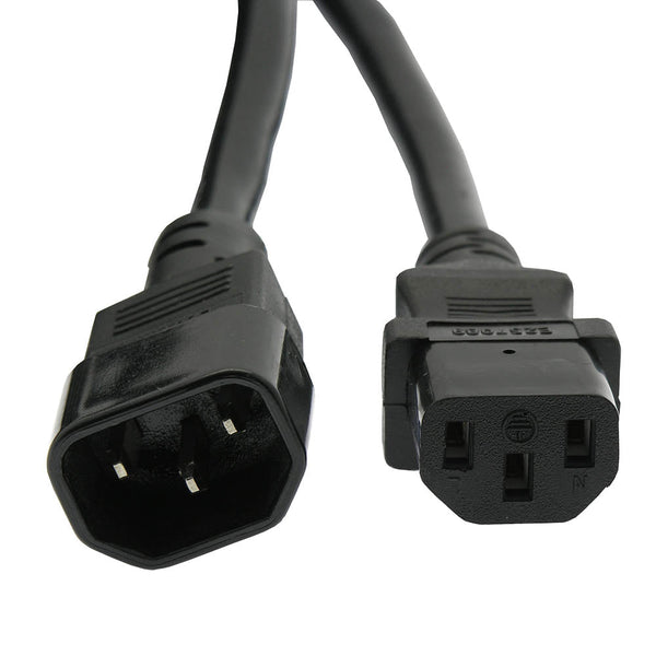 6 Foot Power Extension Cord C13 to C14 Black /SJT 14 AWG