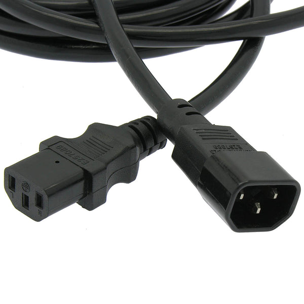 3 Foot Power Extension Cord C13 to C14 Black /SJT 16 AWG