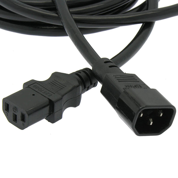 6 Foot Power Extension Cord C13 to C14 Black /SJT 16 AWG