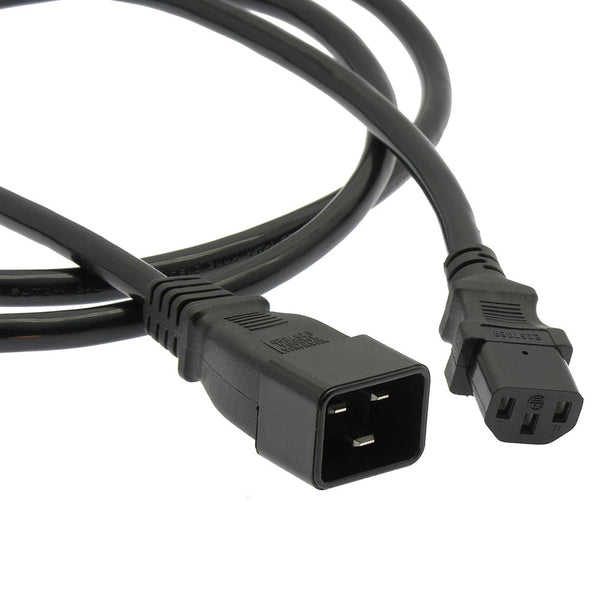 3 Foot Power Cord C20 to C13 Black/ SJT 14 AWG