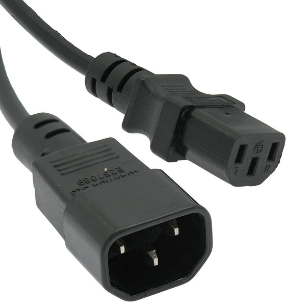 1 Foot Power Extension Cord C13 to C14 Black, SVT 18 AWG