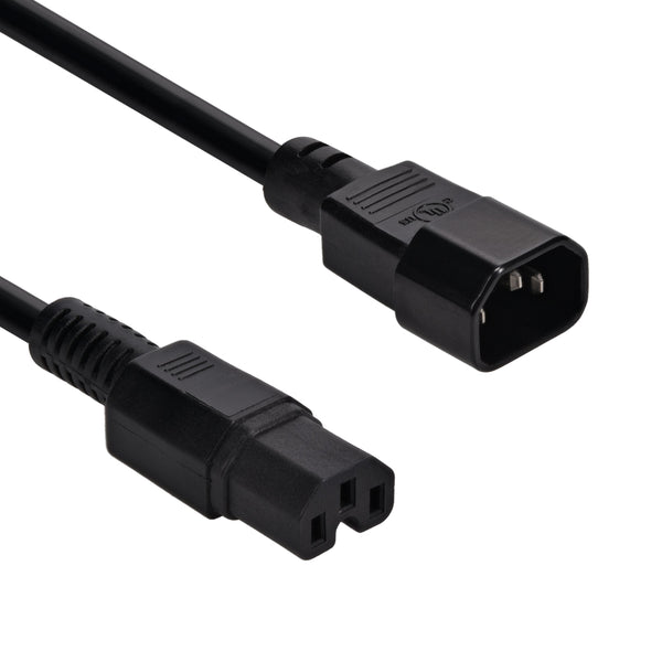 3 Foot Power Cord C14 to C15 SJT 14 AWG Black