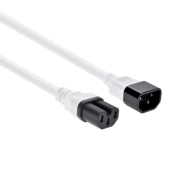 3 Foot Power Cord C14 to C15 SJT 14 AWG White