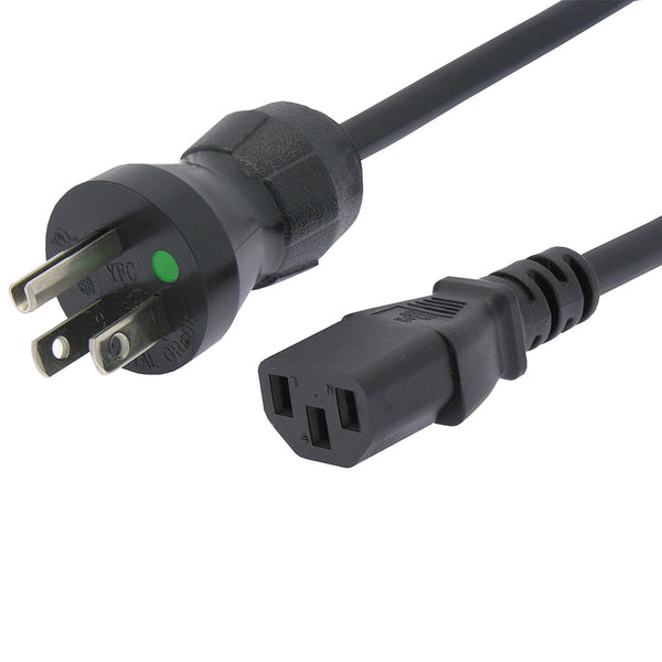 10 Foot Hospital Grade Power Cord 5-15P to C13 SJT 18 AWG Black