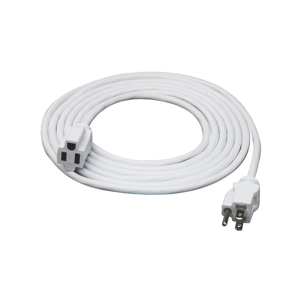 12 Foot 16 AWG SJTW Outdoor White Power Extension Cord Plug White