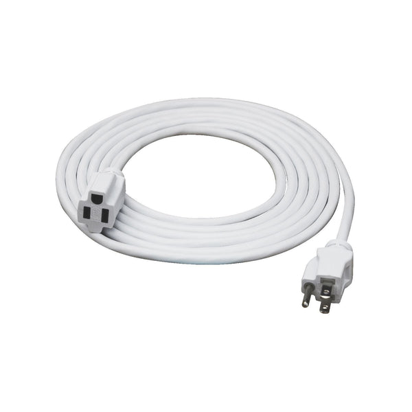15 Foot 16 AWG SJTW Outdoor White Power Extension Cord Plug White