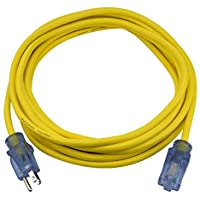25 Foot 14 AWG Construction/Outdoor Extension Cord Yellow With Indicator Light