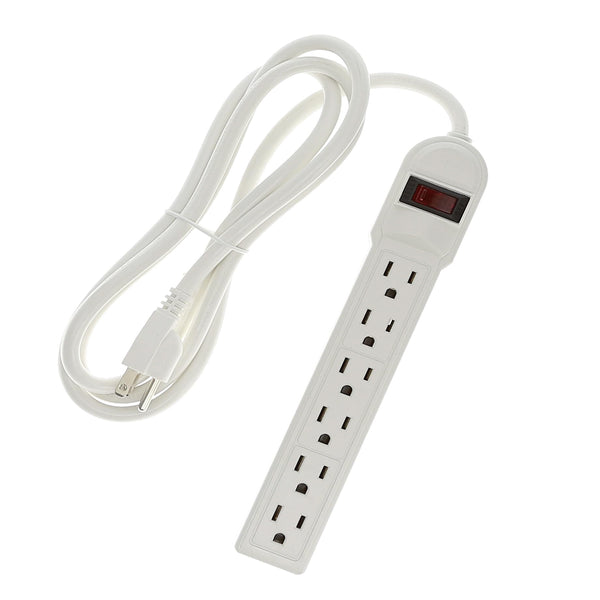6 Foot 6-Outlet Surge Protector 14AWG/3, 15A, 90J, White