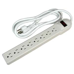 6 Foot 8-Outlet Surge Protector 14 AWG, 15A, 90J, White