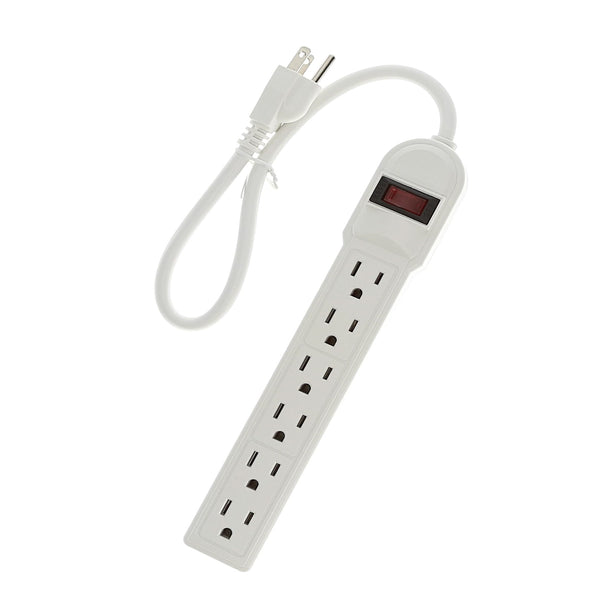 1.5 Foot 6-Outlet Surge Protector 14 AWG 15A, 90J, White