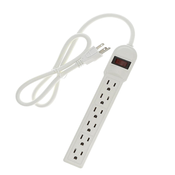 3 Foot 6-Outlet Surge Protector 14 AWG,15A, 90J, White