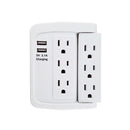 6 Outlet Swivel Wall outlet with 500J Surge Protector and 2 USB Charging Ports (2.1)