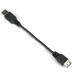 7 Inch A Male to A Female Extension USB 2.0 Cable Black