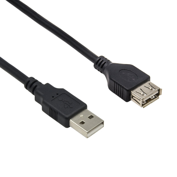 6 Foot A Male to A Female USB 2.0 Cable Black