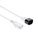 2 Foot Power Extension Cord C13 to C14 White Jacket /SVT 18 AWG