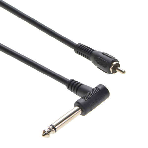 6 Foot Right Angle 1/4" to Mono RCA Male Cable